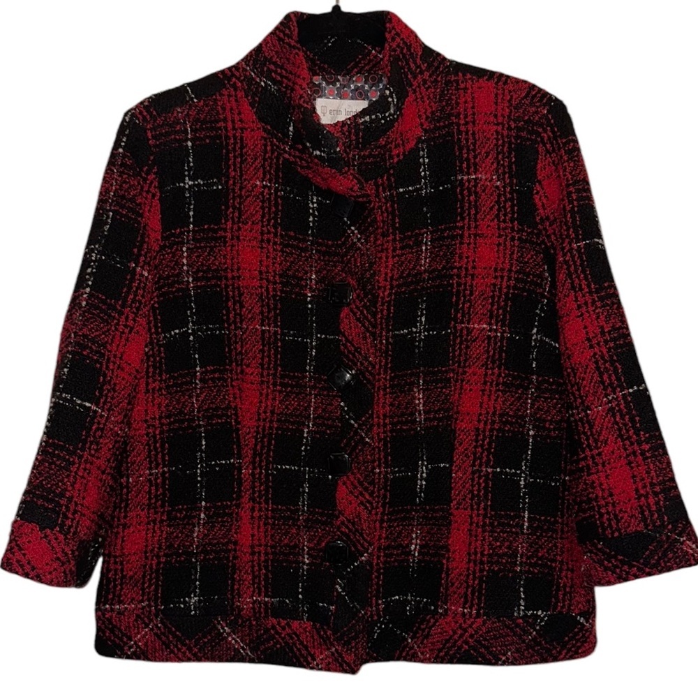 Vintage Erin London Plaid Tweed Blazer - Size Large - Picture 3 of 6